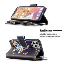 For iPhone 12 Pro Max Floral Pattern Premium PU Leather Wallet Stand Flip Cover