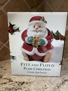 Tarro de caramelos de Navidad a cuadros Fitz and Floyd Navidad nuevo en caja decoración navideña - Imagen 1 de 8