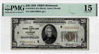 $20 1929 Frbn (Richmond)- fr. 1870-E (Ea Block) Jones/Woods-Pmg Choice Fine 15