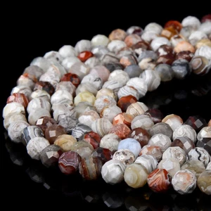Natural Laguna Lace Agate AAA Micro Faceted Round 2MM 3MM 4MM 5MM 6MM Beads(P82) - Picture 1 of 3