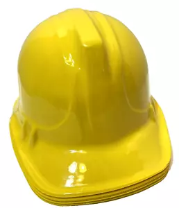 Kids Party Pack of 12 Yellow Construction Hats Soft Plastic Costume - Picture 1 of 5