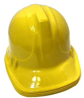 Pack de 12 sombreros amarillos de construcción para niños disfraz de plástico suave Foto 1 de 4