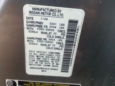 Wash Reservoir Fits 03-05 INFINITI FX SERIES 1475351 Foto 1 de 4