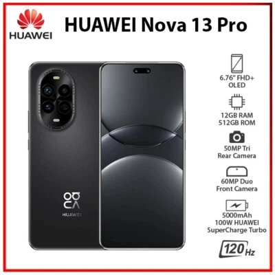 NEW Huawei Nova 13 Pro 12GB+512GB BLACK Dual SIM Unlocked EMUI Mobile Phone - Bild 1 von 4