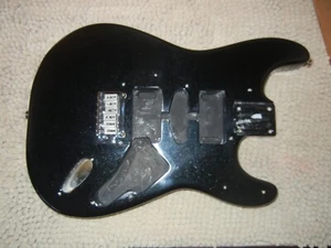 Genuine Fender Standard Stratocaster Body w/ Bridge Black Metallic Sparkle - Picture 1 of 7