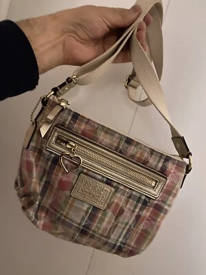 COACH Daisy Poppy Madras Signature Canvas Check SMALL Shoulder Bag - Image 1 of 4