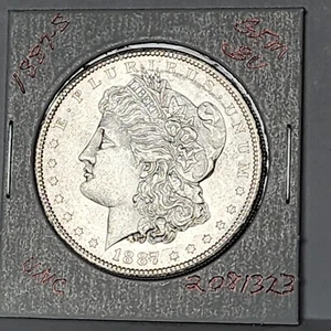 1887-S MORGAN SILVER DOLLAR BLAST WHITE GEM BU 2081323-110W - Picture 1 of 4