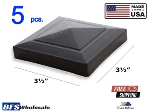 Poste de valla de plástico tapa 3,5 x 3,5 pulgadas, negro, 5 piezas. Hecho en Estados Unidos, resistente - Imagen 1 de 9