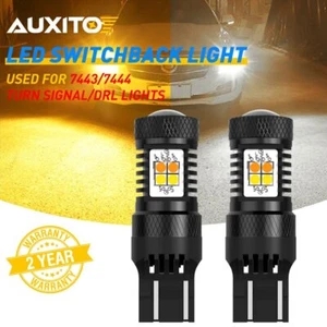Pair 3157 3457A White Amber Dual Color Switchback LED Turn Signal Light DRL Bulb - Picture 1 of 9