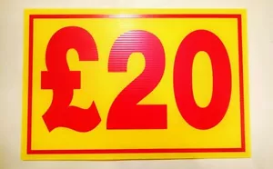 Market Trader £20 Price Correx Sign Board Double Sided & Waterproof - Picture 1 of 2