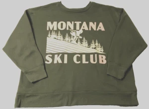 Montana Ski Club Time & Tru Girl Green Snow Skiing Vintage Sweatshirt L 12-14 - Picture 1 of 2