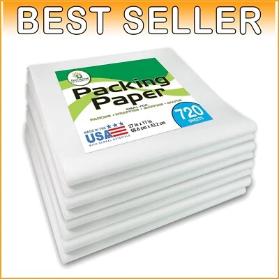 USA-Made 27" x 17" Packing Paper - 720 Clean, Acid-Free Sheets for Moving - Image 1 of 4