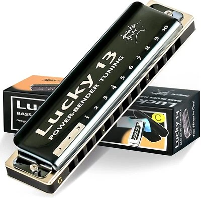 Lucky 13 Bass Plus Blues Harmonica 13 Holes Diatonic Harp Mouth Organ US Stock - Image 1 of 4