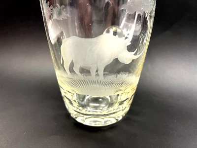 Queen Lace Moser ROWLAND WARD Rhinoceros Etched Pitcher Kenyan-African Safari - Image 1 of 4