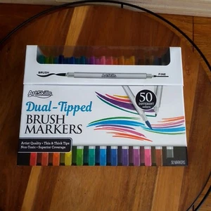 ⭐️ArtSkills Premium Dual Tip Brush Marker Pen Set, 50 Colors Fine Tip and Brush - Picture 1 of 2