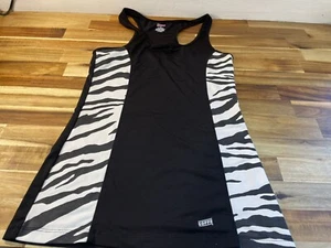 ✅SOFFE ✅RACERBACK Tank Top ✅Athletic Shirt ✅Black W/Zebra Stripes ✅Womens ✅Small - Picture 1 of 15