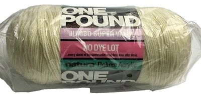 Natura Deluxe Acrylic One Pound Color 514 Off White 4-ply Worsted - Image 1 of 3