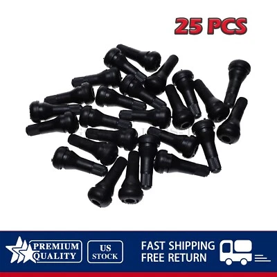 LOT 25 Black TR413 Snap-In Rubber Tire Valve Stems Short Most Popular Valve - Image 1 of 4