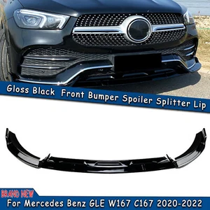 For Mercedes Benz GLE W167 C167 2020-2023 Front Bumper Spoiler Lip Gloss Black - Picture 1 of 10