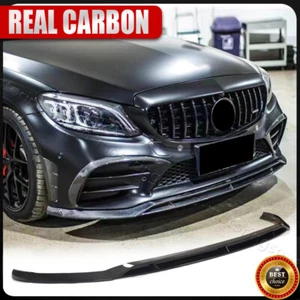 For Benz W205 C205 C43  2019UP REAL Carbon Front Bumper Lip Spoiler Splitter - Picture 1 of 17