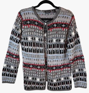 Rebecca Malone Cardigan Sweater Women's Small Petite Wool Blend Flowers - Picture 1 of 10