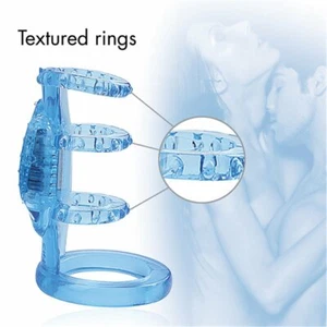 Dual Vibrating Cock Cage Male Enhancer Penis Ring Sleeve Sex Toys for Couple Men - Picture 1 of 11
