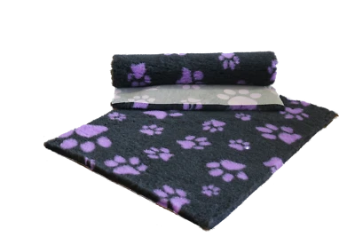 VETFLEECE Non Slip Deep Pile Fleece Vet Bed Dog Cat Charcoal Lilac Multi Paw - Image 1 of 3