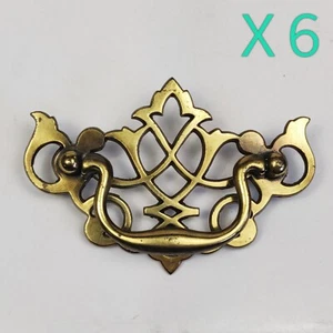 Set of 6 Keeler Brass 1995 Drawer Handle Pull N19353 Chippendale Batwing 3” C-C - Picture 1 of 13