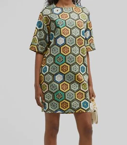 $551 Natori Women's Green Mitsu Flower Embellished Printed Shift Dress Size S - Picture 1 of 4