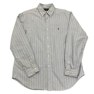 Ralph Lauren Shirt Blue Striped Mens L Classic Fit Long Sleeve 100% Cotton - Picture 1 of 13