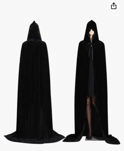 Hooded Cloak Vampire Long Cape Velvet Adult Costumes Carnaval Halloween Cosplay - Picture 1 of 2