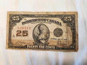 Banconota 25 centesimi 1923 Dominio del Canada - circolata - Foto 1 di 2