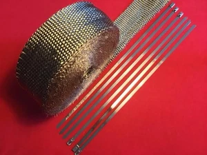 Taitanium Exhaust Pipe Header Fiberglass Heat Wrap 6 Tie Car Motorcycle 50' x 2" - Picture 1 of 2