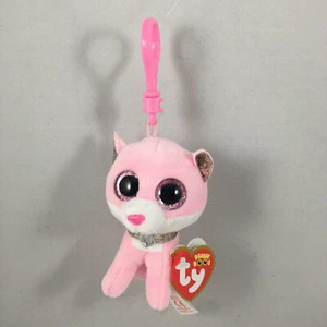 Ty Beanie Boos - FIONA the Pink Cat (Plastic Key Clip) (3 Inch) Plush Toy MWMTs - Picture 1 of 2