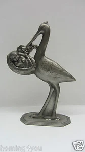 Estaño 92% Plástico Escultura Cigüeña con Bebé Nacimiento - Imagen 1 de 9