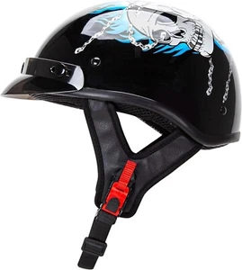 Cartman Cruiser Motorcycle Half Face Helmet, Skull DOT Approved 808, Small. - Picture 1 of 7