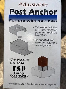 USP Adjustable Post Anchor PA44-DP 4" X 4"  AB44 s3       - Picture 1 of 2