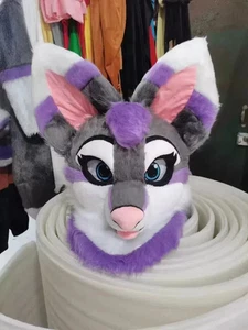 Fursuit Long Fur Husky Fox Mascot Head Party Halloween Fur Role Playing (Head) - Picture 1 of 3