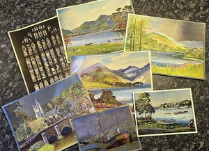 7 VINTAGE DUFEX FOIL PRINTS (TWO 15x11cm FIVE 21x16), F J WARREN, ENGLAND SCENES - Picture 1 of 1