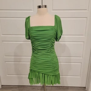 Chelsea And Violet Sheered Green Mesh Mini Dress Size Large NWT - Picture 1 of 8
