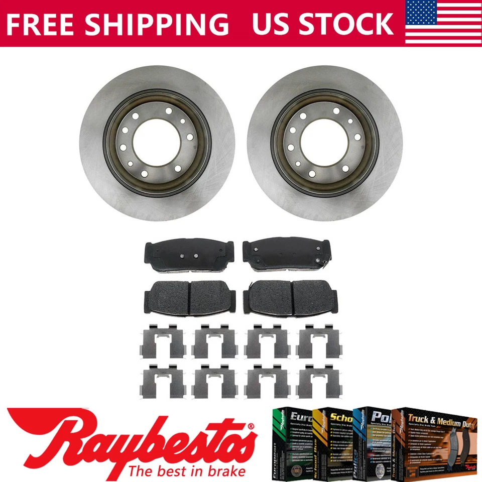 Kit de rotores de freno traseros + pastillas de cerámica y herrajes para Hyundai Entourage 2007 Foto 1 de 4