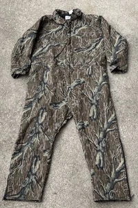 Vintage 80s Mossy Oak Full Foliage Camo Hunting Bottomland Coveralls Talon Lined - Picture 1 of 9