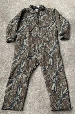 Vintage 80s Mossy Oak Full Foliage Camo Hunting Bottomland Coveralls Talon Lined - Image 1 of 4
