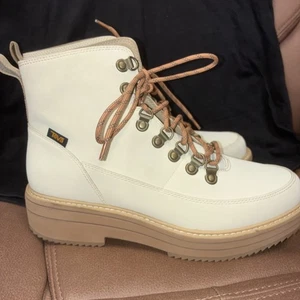 TEVA WOMENS SIZE 10 BROWN MIDFORM LEATHER COMBAT LACE-UP BOOTS 1123510 NEW - Picture 1 of 9