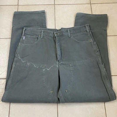 Pantalones de carpintero Carhartt B188 DMS holgados para hombre 40 x 36 gris doble rodilla Foto 1 de 4