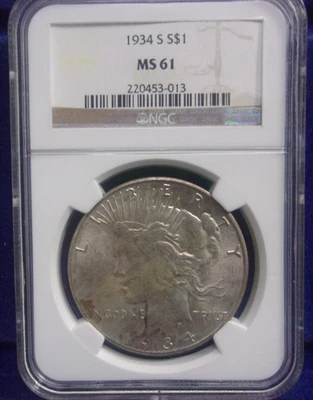 1934 S Peace Dollar NGC MS 61 - Image 1 of 4