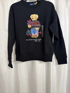 Polo Ralph Lauren Reindeer Gift Sweater Bear Black Sweatshirt Men’s Size M - NWT - Picture 1 of 9