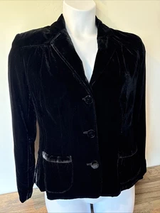 Apt 9 Black Velvet Jacket Sz 14 Women Dressy Lined Fitted Ruffle Pocket - Picture 1 of 11