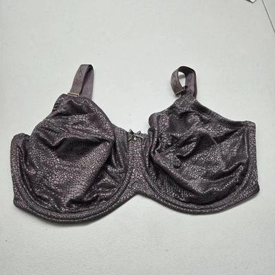 Lilyette Women Bra 38DD Taupe Animal Print Minimizer Underwired Lace Bow - Image 1 of 4