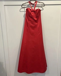 Vtg McClintock Prom Dress 4 Maxi Ball Gown Red 90s Y2K Vamp Bombshell Princess - Picture 1 of 11